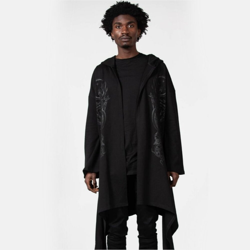 Killstar ✦ Lunar Wizard Hooded Cardigan ✦ Black Drape Hem Alt-Core Goth 2XL NWT - Picture 2 of 9